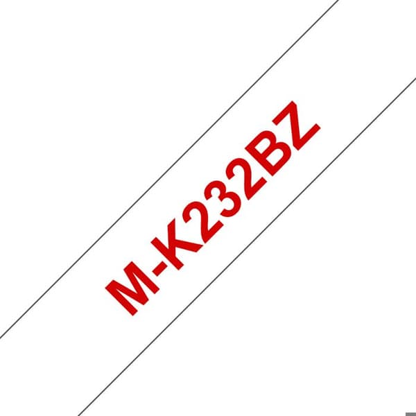BROTHER - MK232BZ - Olaminerad tejp - röd på vitt - Rulle (1,2 cm x 8 m)