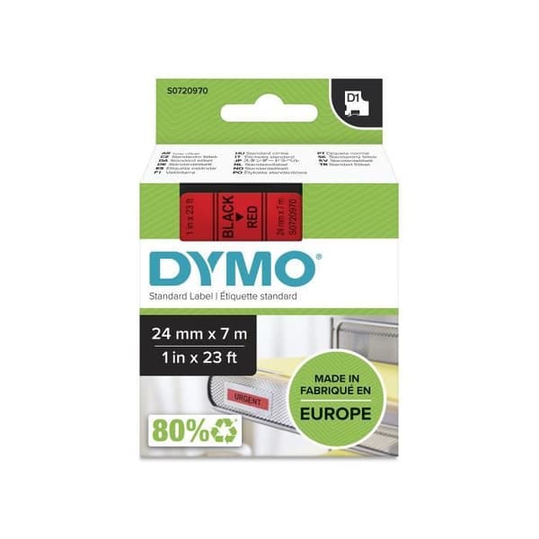 DYMO LabelManager tejpkassett D1 24mm x 7m Svart/Röd (kompatibel med LabelManager och LabelWriter Duo)