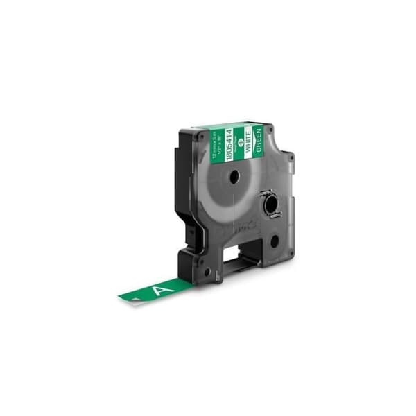 DYMO Rhino - Industriella vinyletiketter 12 mm x 5,5 m - Vit på grönt