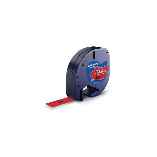 DYMO LetraTag polyesterband 12mm x 4m Svart/Röd kompatibel med DYMO LetraTag LT100H