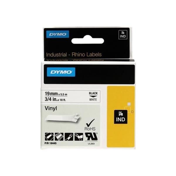DYMO Rhino - Industriella vinyletiketter 19 mm x 5,5 m - Svart på vitt