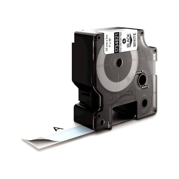 DYMO Rhino - Laminerade tråd- och kabeletiketter 24mm x 5,5m - Svart på vitt