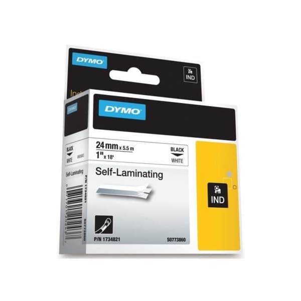 DYMO Rhino - Laminerade tråd- och kabeletiketter 24mm x 5,5m - Svart på vitt