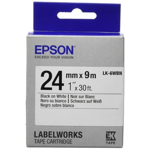 EPSON LK-6WBN etiketttejp - Svart / vit - standardkapacitet