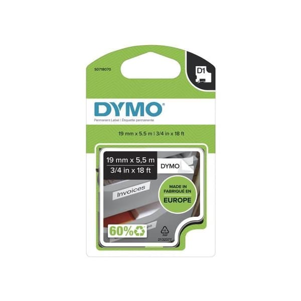 DYMO - LabelManager högpresterande D1 bandkassett - Permanent Polyester - Svart/Vit