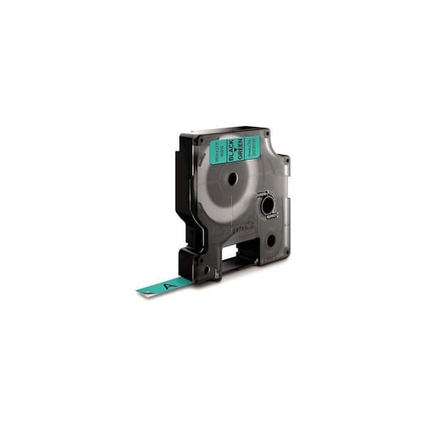 DYMO - LabelManager tejpkassett D1 9mm x 7m - Svart på grönt - Kompatibel med LabelManager och LabelWriter Duo