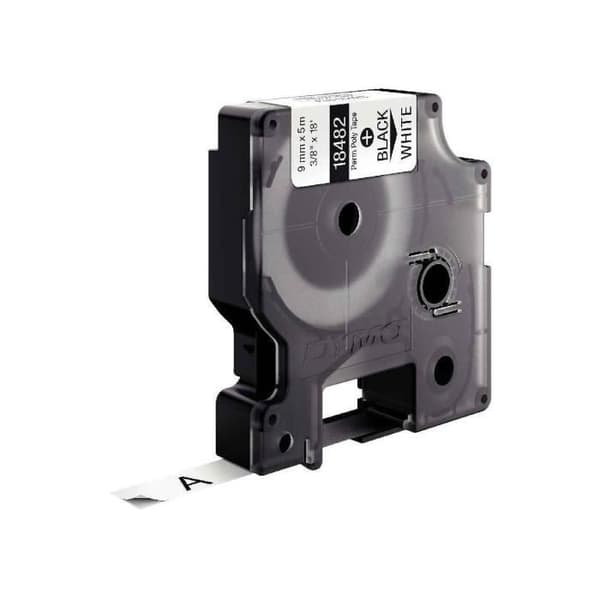 DYMO Rhino - självhäftande industriella polyesteretiketter, 9 mm x 5,5 m, svart på vitt