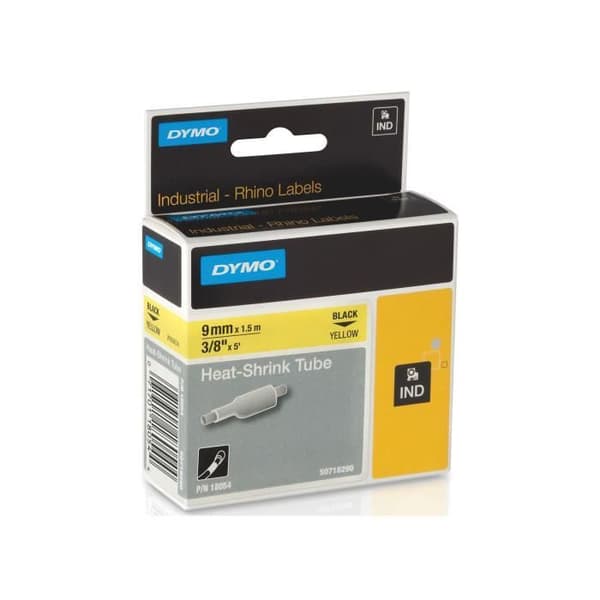 DYMO Rhino - Polyolefin krympslang 9 mm x 1,5 m Svart på gult