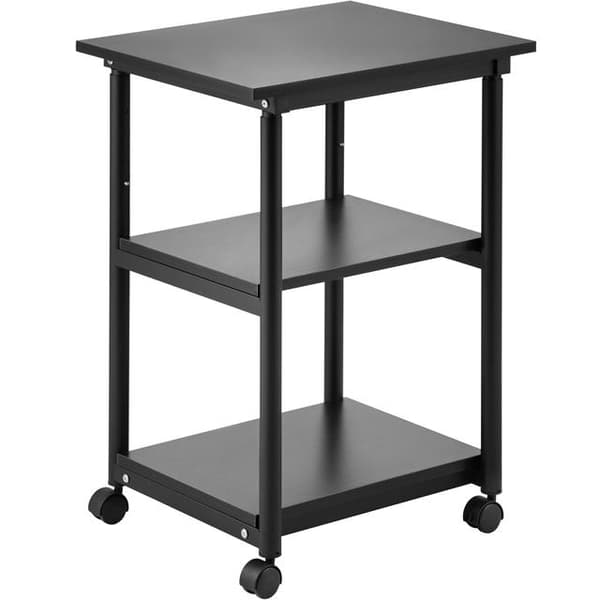48x39x77cm 70kg kapacitet 3-hyllor mobilt skrivarställ med justerbar hylla och låsbara hjul, justerbar hyllhöjd, hållbart och stabilt