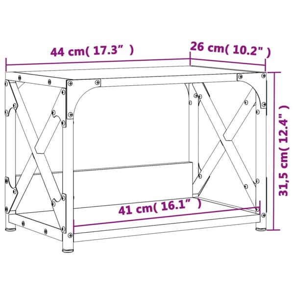 vidaXL Skriverbord 2 hyller grå sonoma 44x26x31,5 cm konstruert tre