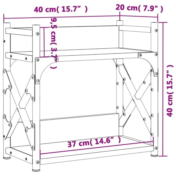 vidaXL Skriverbord 2 hyller røkt eik 40x20x40 cm konstruert tre