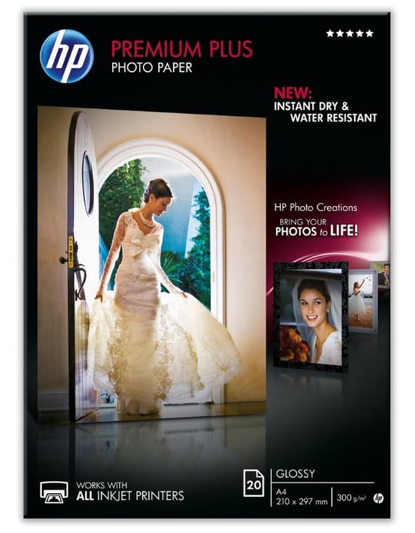 HP original CR672A Premium Plus Glossy Photo Paper CR672A white 300g/m2 A4 20 sheets 1-pack