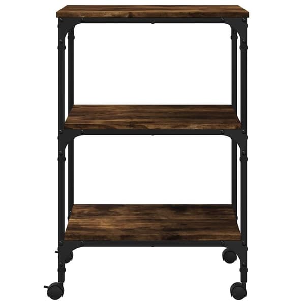 vidaXL Skrivarställ 3 hyllor rökfärgad ek 50x41x75 cm konstruerat trä
