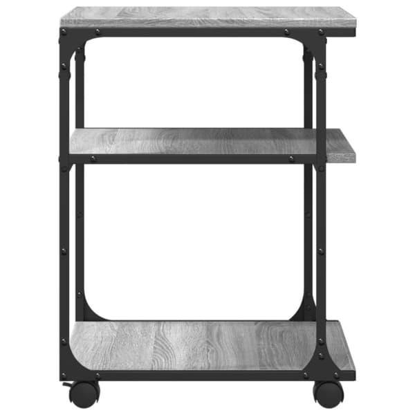 vidaXL printerstativ 43x48x64 cm 3 hylder konstrueret træ grå sonoma