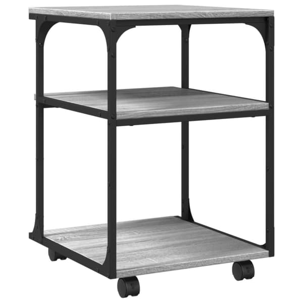 vidaXL printerstativ 43x48x64 cm 3 hylder konstrueret træ grå sonoma