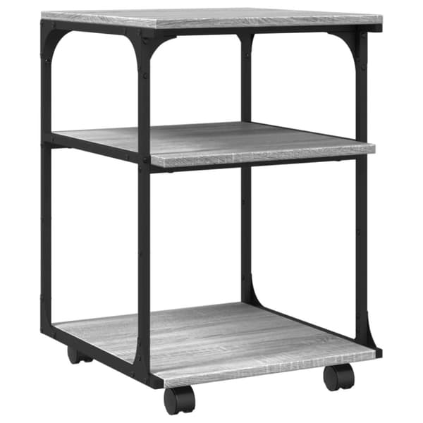 vidaXL printerstativ 43x48x64 cm 3 hylder konstrueret træ grå sonoma