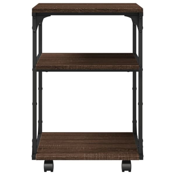vidaXL printerstativ 43x48x64 cm 3 hylder konstrueret træ brunt eg