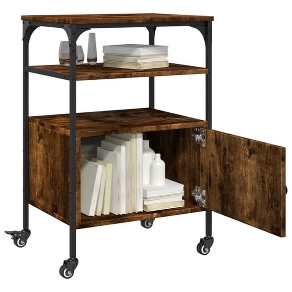 vidaXL printerstativ 50x40x76 cm 3 hylder konstrueret træ røget sonoma