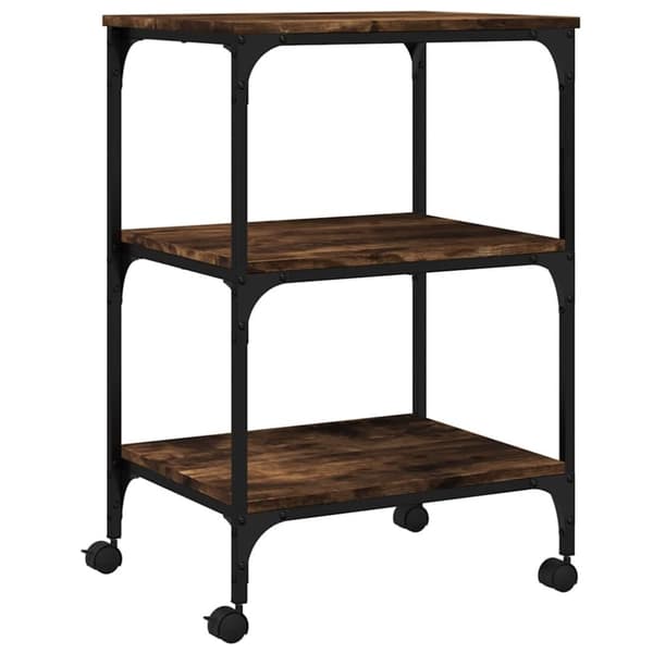 vidaXL printerstativ 50x41x75 cm 3 hylder konstrueret træ røget sonoma