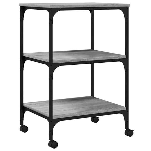 vidaXL printerstativ 50x41x75 cm 3 hylder konstrueret træ grå sonoma