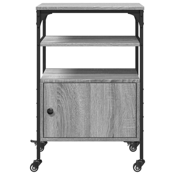 vidaXL printerstativ 50x40x76 cm 3 hylder konstrueret træ grå sonoma