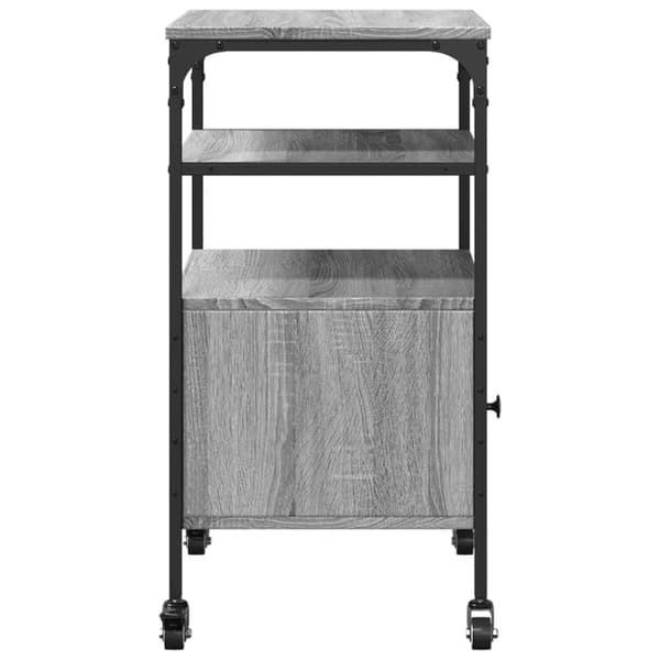 vidaXL printerstativ 50x40x76 cm 3 hylder konstrueret træ grå sonoma
