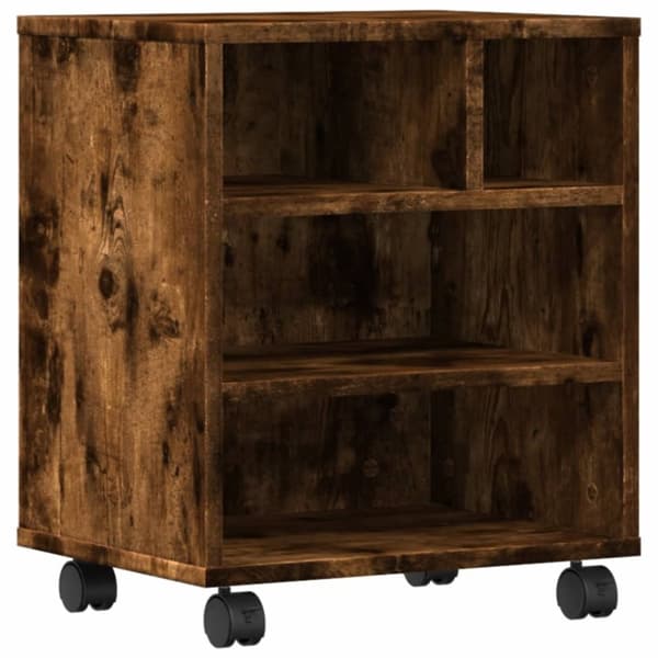 vidaXL Skriverstativ med hjul røkt eik 41x32x48 cm