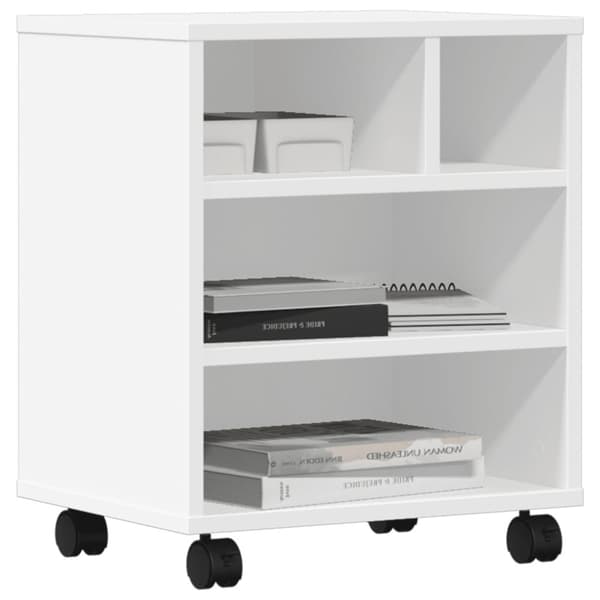 vidaXL Skrivarställ med hjul vit 41x32x48 cm