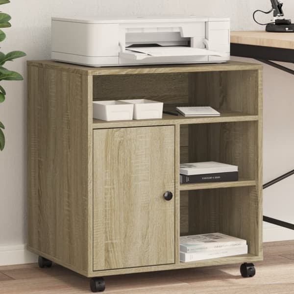 vidaXL Skriverstativ med hjul sonoma eik 60x50x67 cm