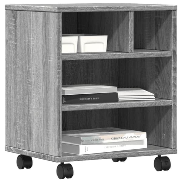 vidaXL printerstativ med hjul 41x32x48 cm grå sonoma-eg