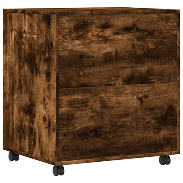 vidaXL printerstativ med hjul 60x50x67 cm røget egetræsfarve