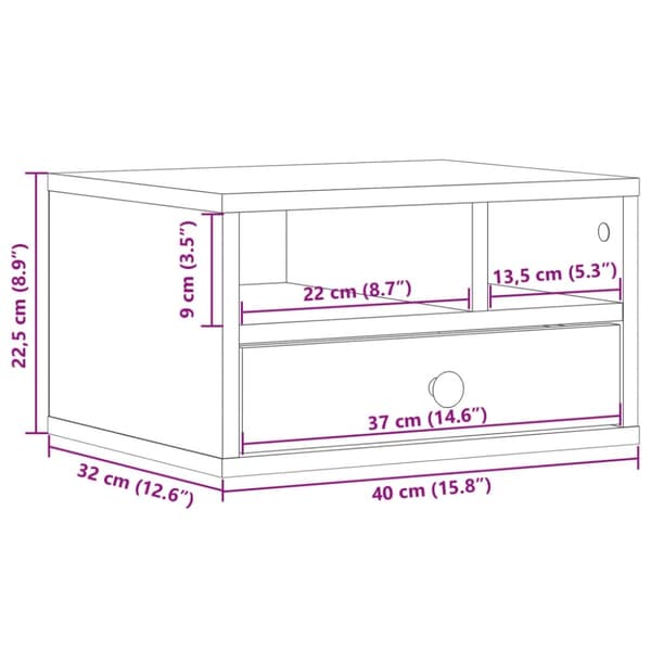 vidaXL Skriverbord røkt eik 40x32x22,5 cm konstruert tre