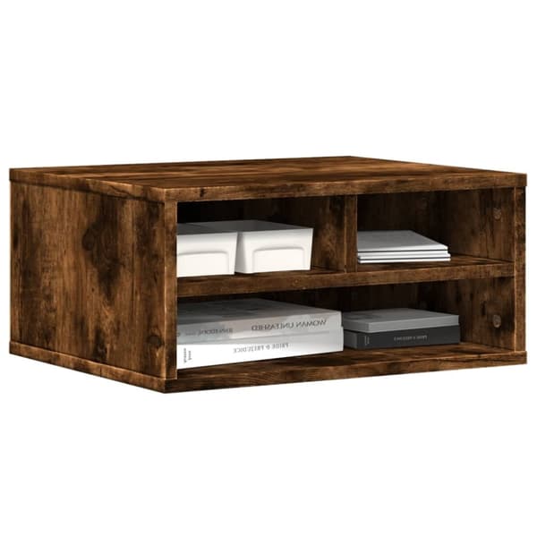 vidaXL Skrivarställ rökfärgad ek 49x40x22,5 cm konstruerat trä