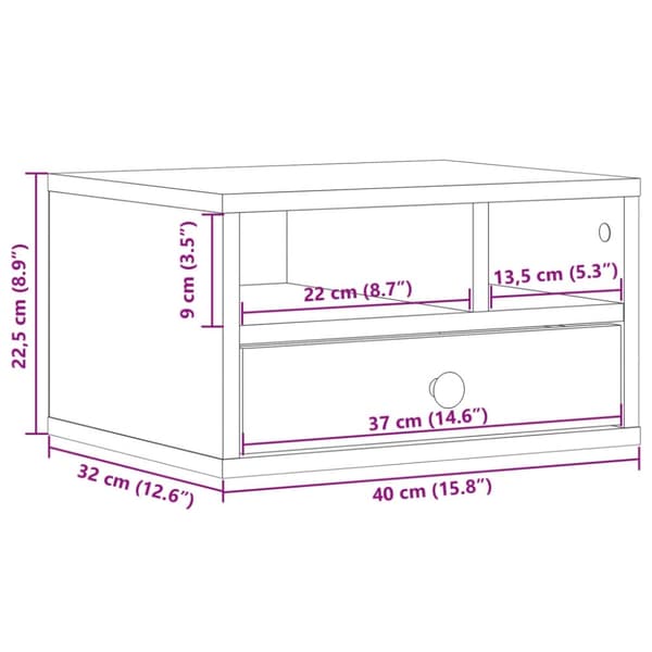 vidaXL Skriverbord grå 40x32x22,5 cm konstruert tre