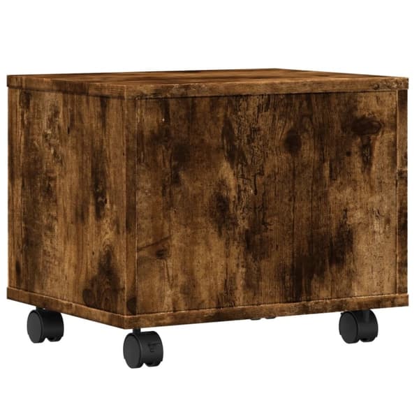 vidaXL Skriverstativ med hjul røkt eik 41x32x34,5 cm
