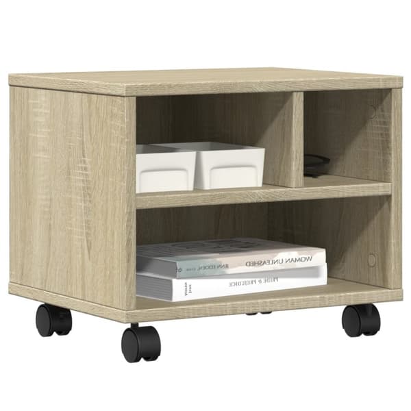 vidaXL Skrivarställ med hjul sonoma-ek 41x32x34,5 cm