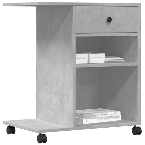 vidaXL Skrivarställ med hjul betonggrå 60x40x68,5 cm