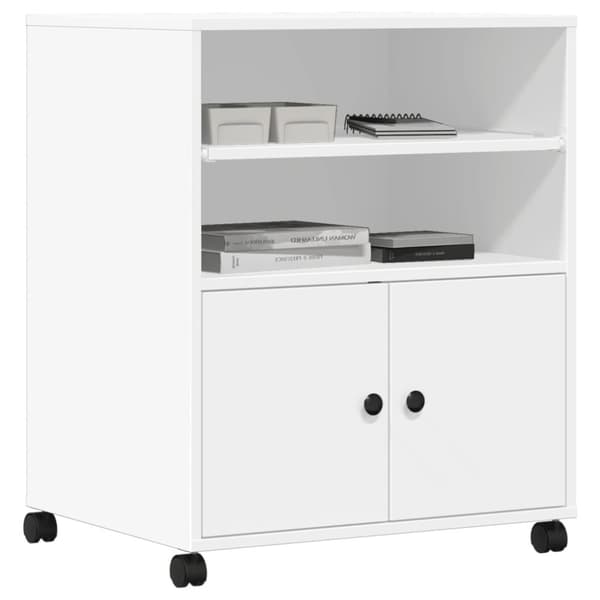 vidaXL Skriverstativ med hjul hvit 60x48x74 cm