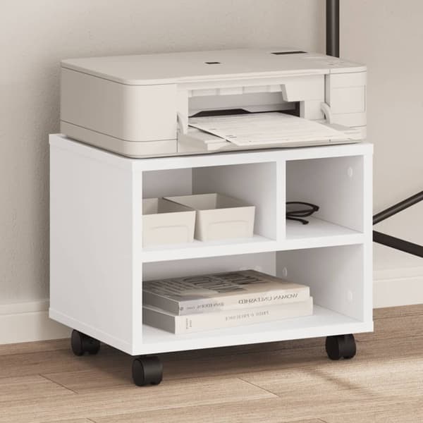 vidaXL Skrivarställ med hjul vit 41x32x34,5 cm