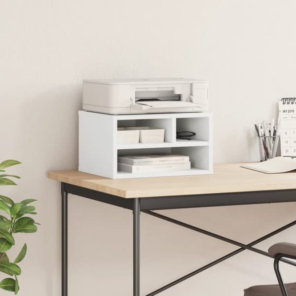 vidaXL printerstativ 40x32x22,5 cm konstrueret træ hvid