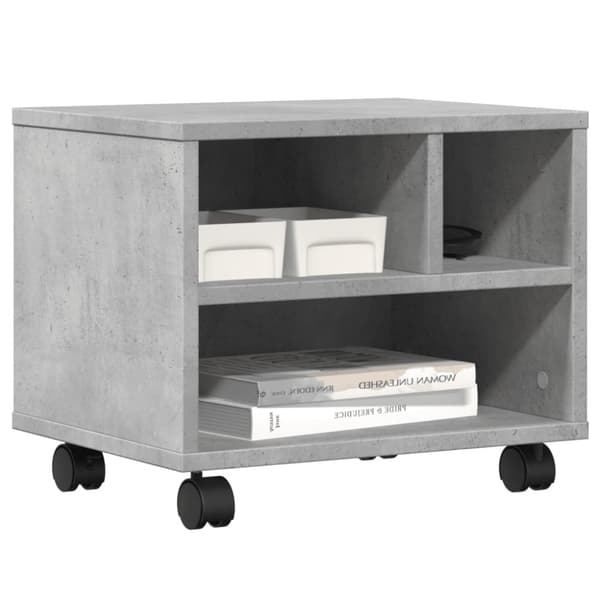 vidaXL printerstativ med hjul 41x32x34,5 cm betongrå