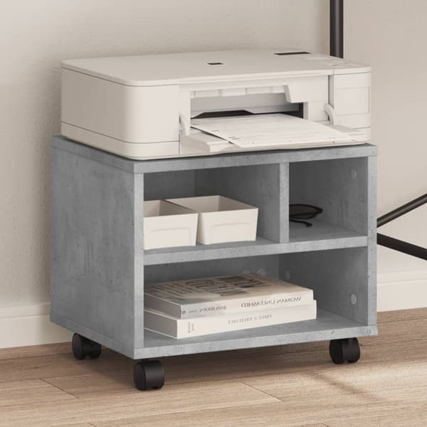 vidaXL printerstativ med hjul 41x32x34,5 cm betongrå