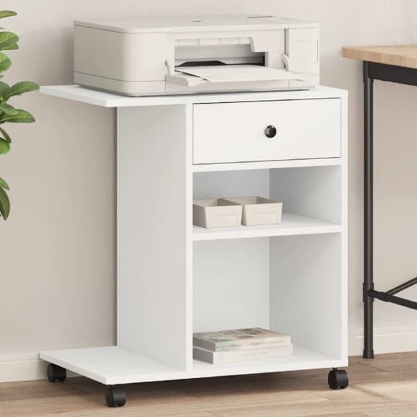 vidaXL printerstativ med hjul 60x40x68,5 cm hvid
