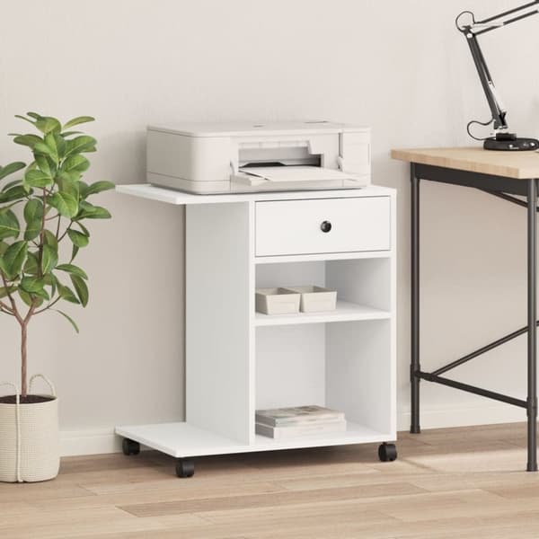 vidaXL printerstativ med hjul 60x40x68,5 cm hvid