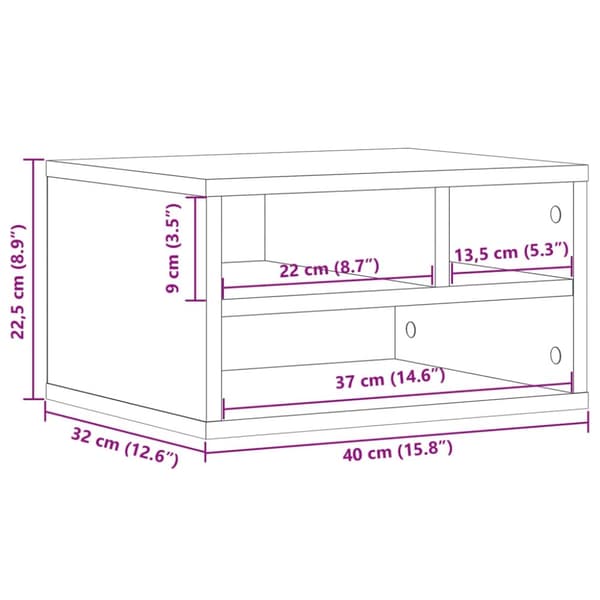vidaXL printerstativ 40x32x22,5 cm konstrueret træ sort