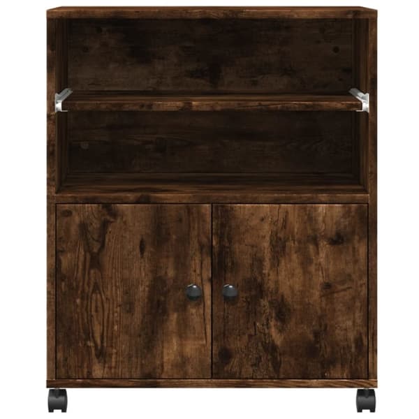 vidaXL printerstativ med hjul 60x48x74 cm røget egetræsfarve