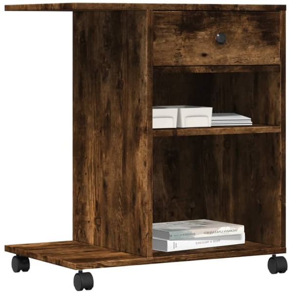 vidaXL printerstativ med hjul 60x40x68,5 cm røget egetræsfarve