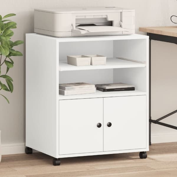 vidaXL printerstativ med hjul 60x48x74 cm hvid