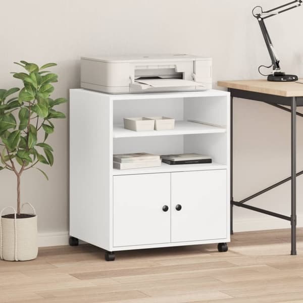 vidaXL printerstativ med hjul 60x48x74 cm hvid