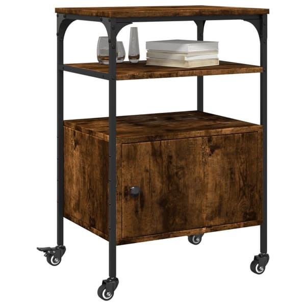 printerstativ 50x40x76 cm 3 hylder konstrueret træ røget sonoma